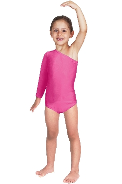 BODY DANZA LYCRA MONOSPALLA MANICA LUNGA FUXIA BABY